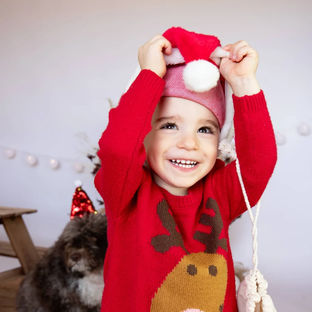 retrato niño 3 años navidad